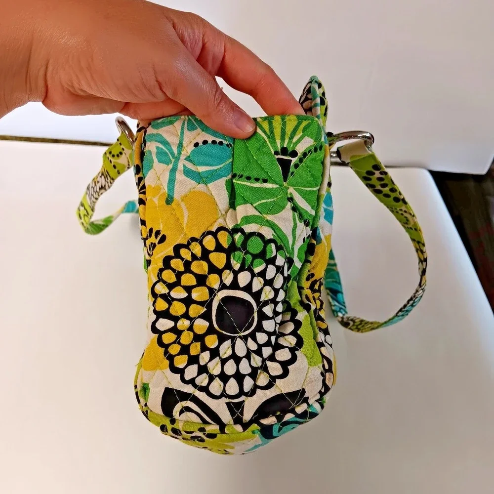 Vera Bradley Frame Bag Satchel Lime's Up Retired Floral Quilted Green Blue
